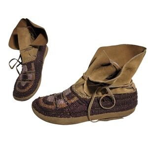 House of Harlow 1960‎ Maddie Beaded Suede Moccasin Bootie Women Size 37.5 US 7.5